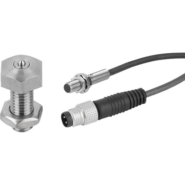 Kipp Stop Adjustable Size:1 D=M08 Stainless Steel, With End Position Feedback K0581.080352 - main